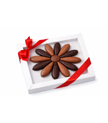 Marguerite en chocolat noir et lait garnie – Chocolaterie Delaveaux